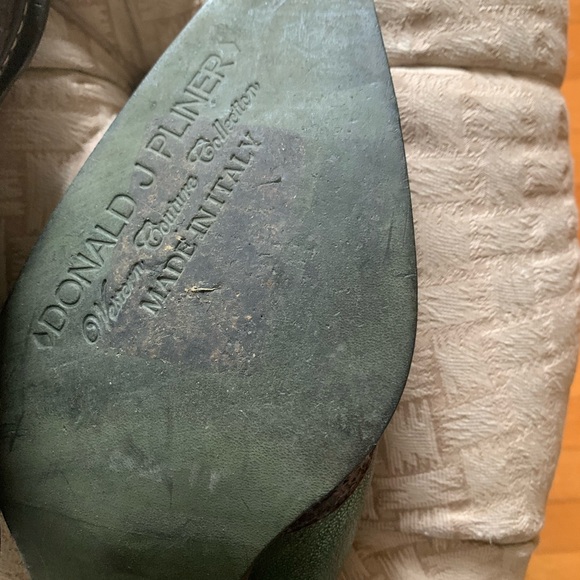 Donald J. Pliner Green and Brown Cowboy Boots with Decorative Design - Picture 6 of 6